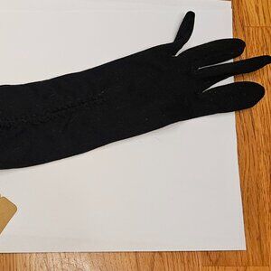 Vintage 1950s Fownes Brothers black mid-length gloves, size 6-7.5